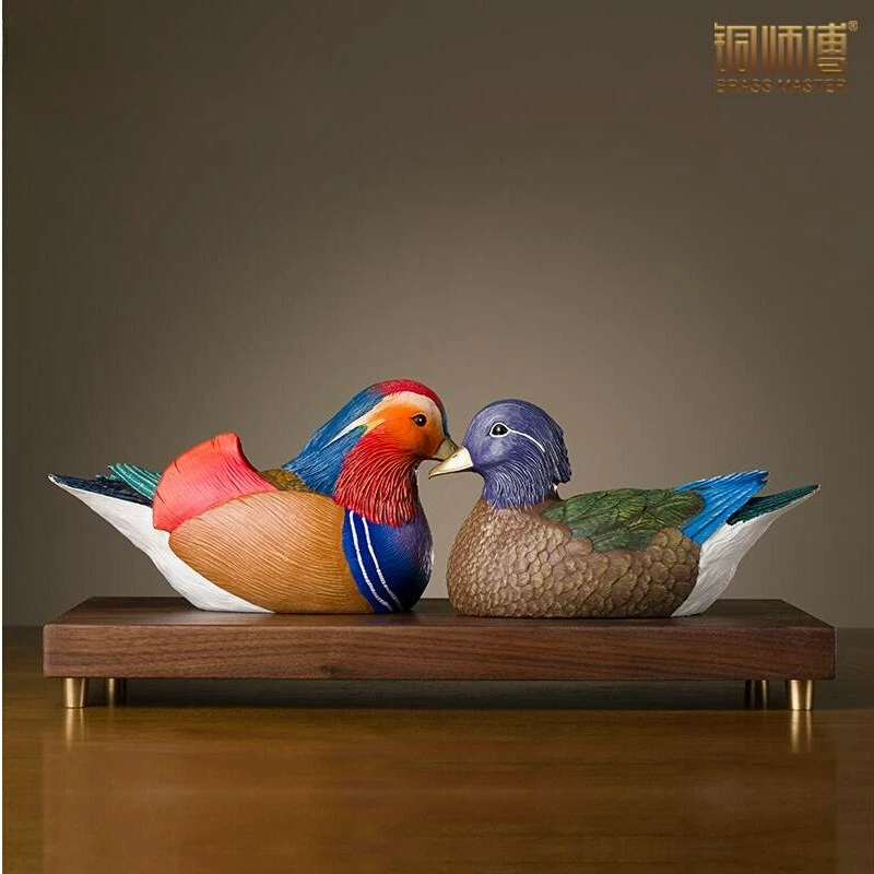 Copper Handicrafts Couple Mandarin Ducks Statue Home Living Room Wedding Room Decorations Mandarin Ducks Ornaments Wedding Gifts