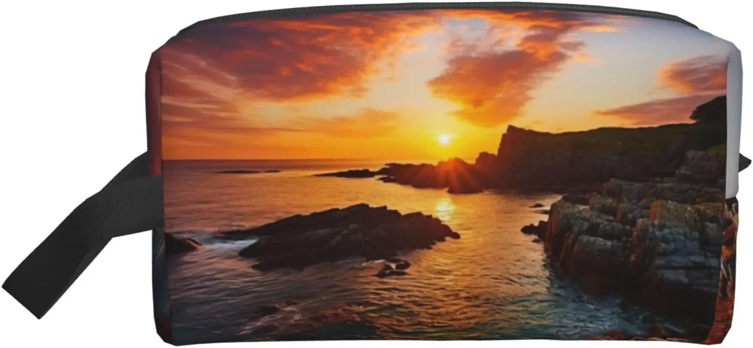 

Ireland Sunset Seascape print Travel Toiletry Bag for Men,Shaving Kit with Large Capacity for Travel Accessories