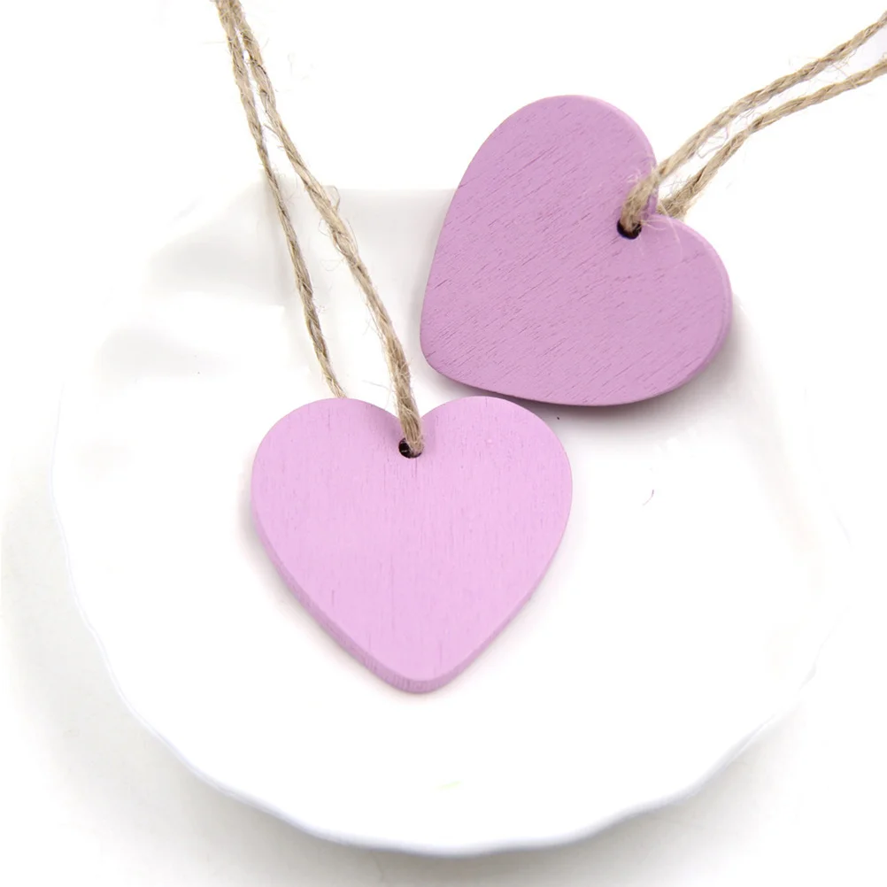 

20Pcs Love Heart Wooden Pendants 4cm Wooden Decorations Romantic Hanging Pendant Wood Craft Heart Ornaments for Home Party