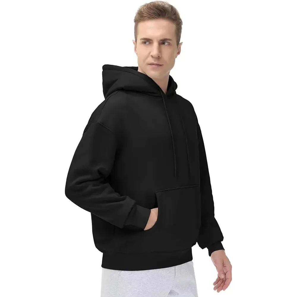 Men\'s Basic Pullover Hoodie Solid Color Loose Fit Ultra Soft Hooded Sweatshirt With Pockets