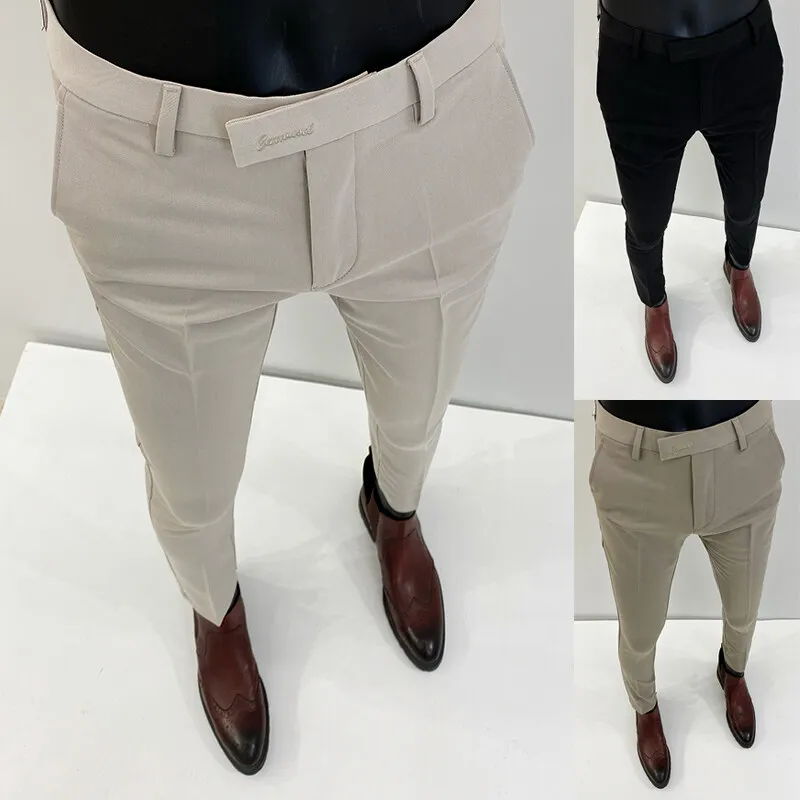 Men Suit Pants Hombre Pantalones 2026 Spring Stretch Slim Formal Trousers for Men Fashion Casual Stripe Dress Pants Men Clothing - Image 6