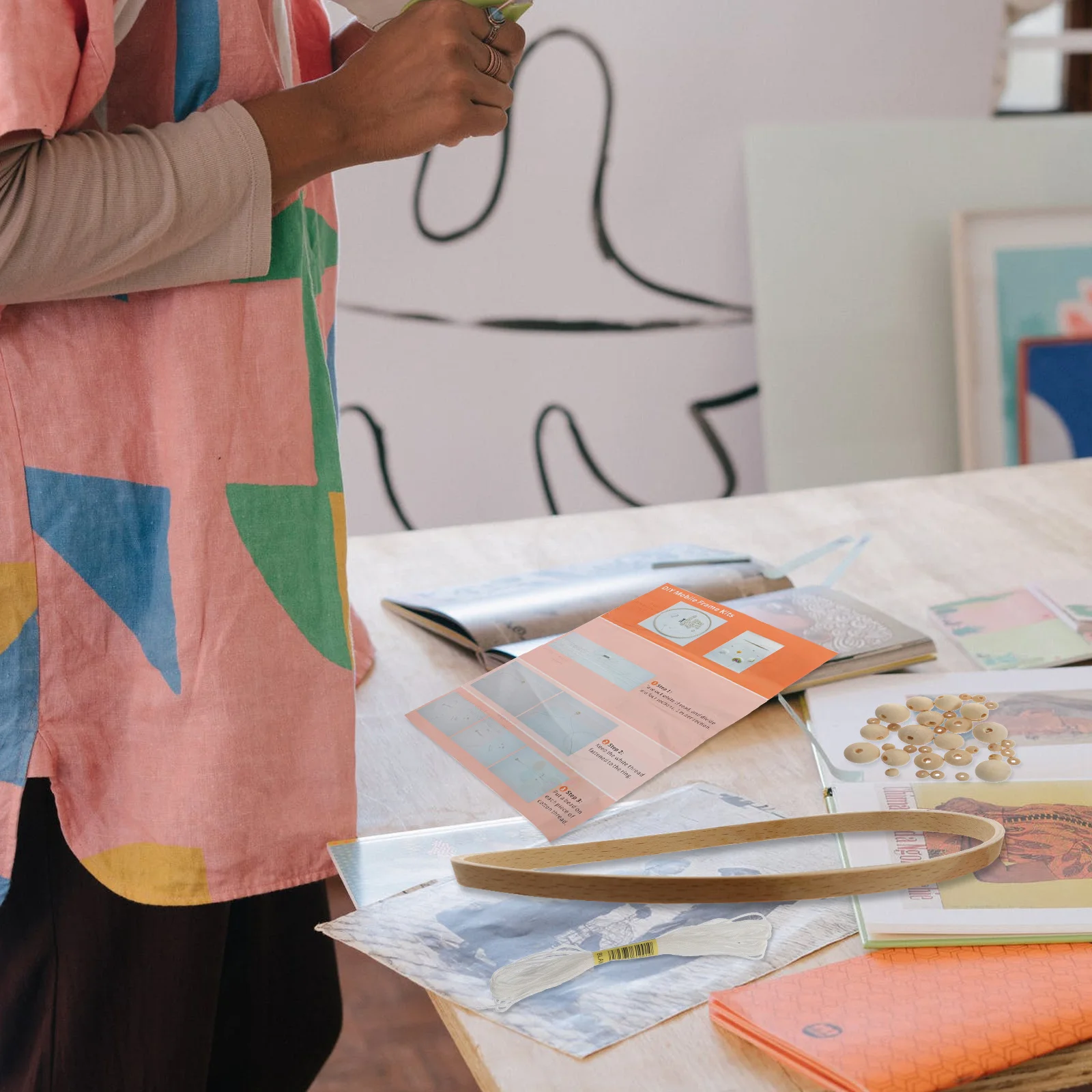 

1 Set Diy Wood Wind Chime Material Kit Handmade Hanging Decor Craft Project Safe Odorless Long Lasting Adult Wind Chime