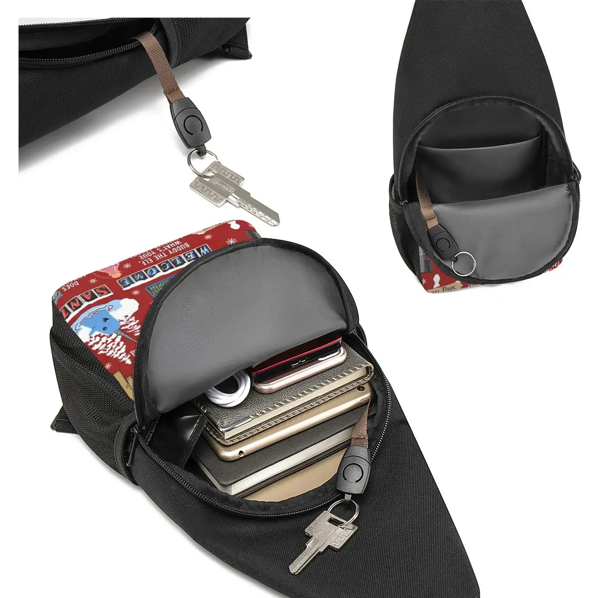 Buddy The Elf Collage Chest Bag Men Sling Crossbody Backpack Chest Bag Traveling Hiking Daypack Shoulder Bag 5