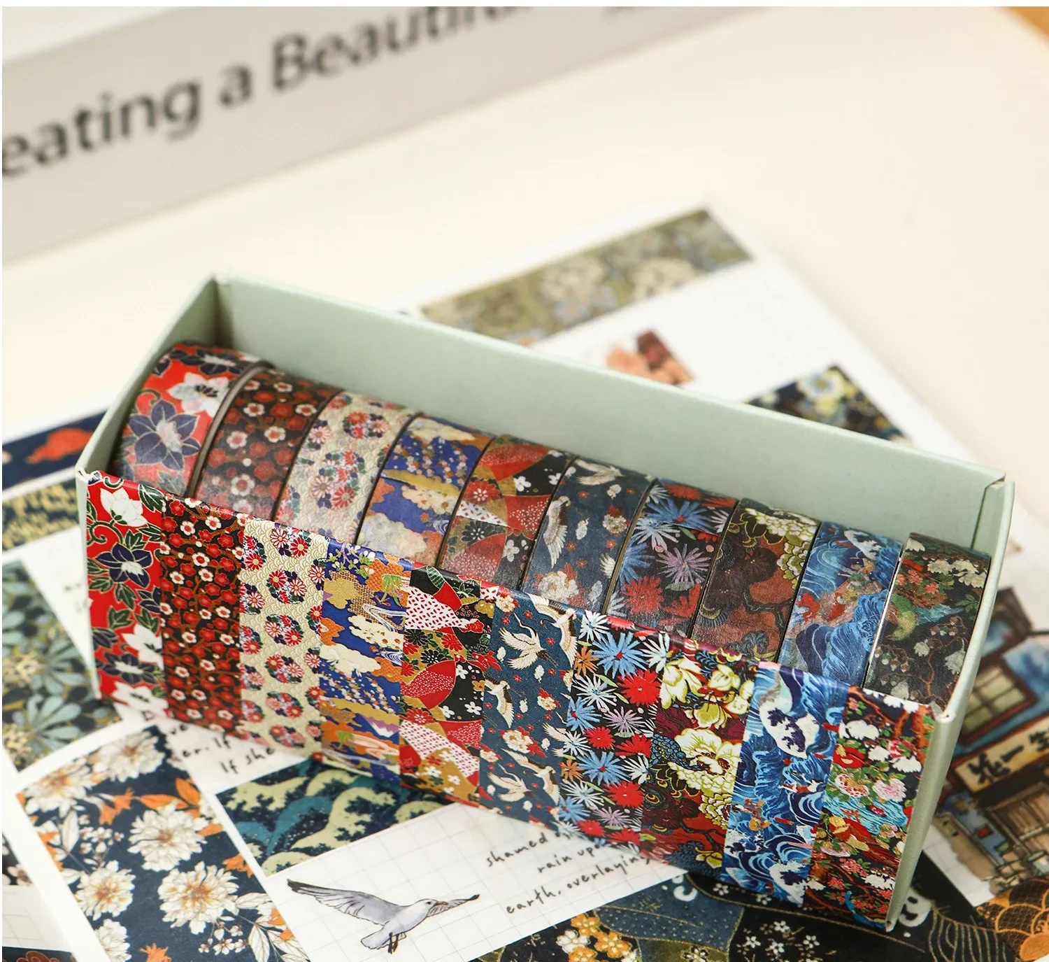 10 قطعة لفة واحدة Kawaii Ukiyoe الشمع اشي الشريط مجموعة القرطاسية الكورية DIY بها بنفسك كتيب المواد مكتب الثقافة واللوازم التعليمية