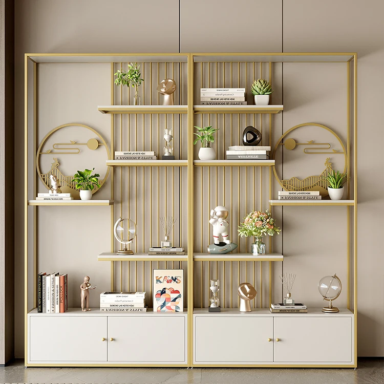

Modern simple wrought iron shelf office living room multi-layer storage rack entrance partition decorative shelf floor bookcase
