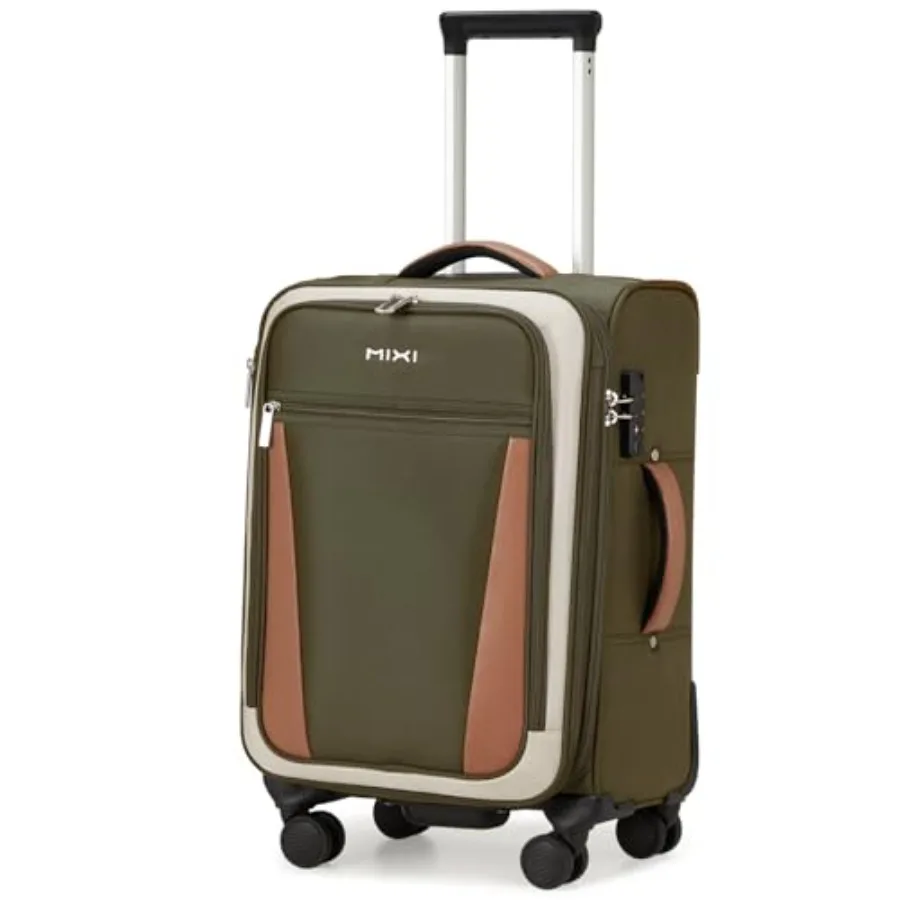 

20-дюймовый мягкий расширяемый чемодан для ручной клади с передним карманом, одобренный авиакомпаниями, легкий дорожный чемодан на колесиках