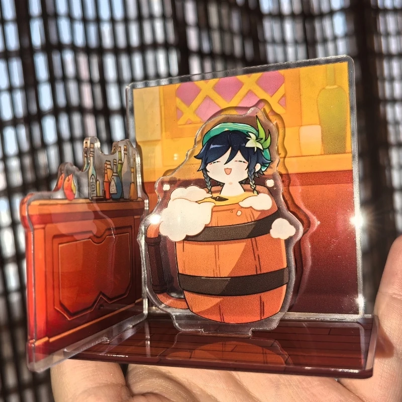2025 Game Anime 10cm Acrylic Desktop Stand Model Bath Barbatos Venti WenDI Figure Decor Sign Cosplay Gift