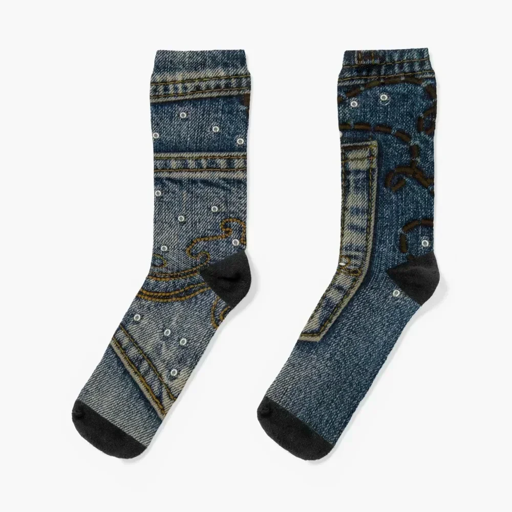 

Pocket blue background I love bluejeans denim Socks cotton winter gifts Boy Child Socks Women's