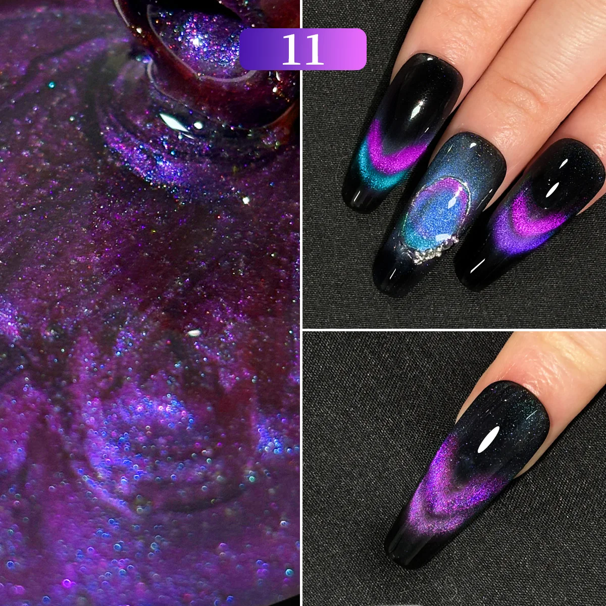 مجموعة طلاء أظافر جل، جل مغناطيسي عاكس للضوء المزدوج للقطط اللامعة، جل أظافر عين القطة بألوان قوس قزح لامع، 7 مل للأشعة فوق البنفسجية #6