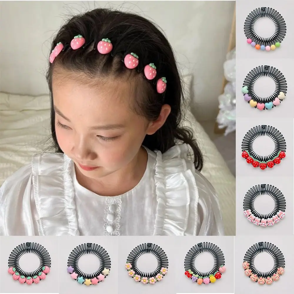 

Sweet Spring Cartoon Invisible Extra Hair Holder Teeth Round Hair Styling Comb Bear Flower Fixed Teeth Combs Women