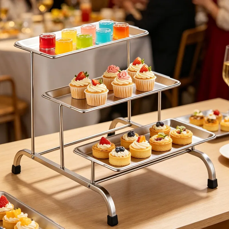 Dim Sum Rack Cake Fruit Display Rack Hotel Buffet Restaurant Multi-layer Stainless Steel