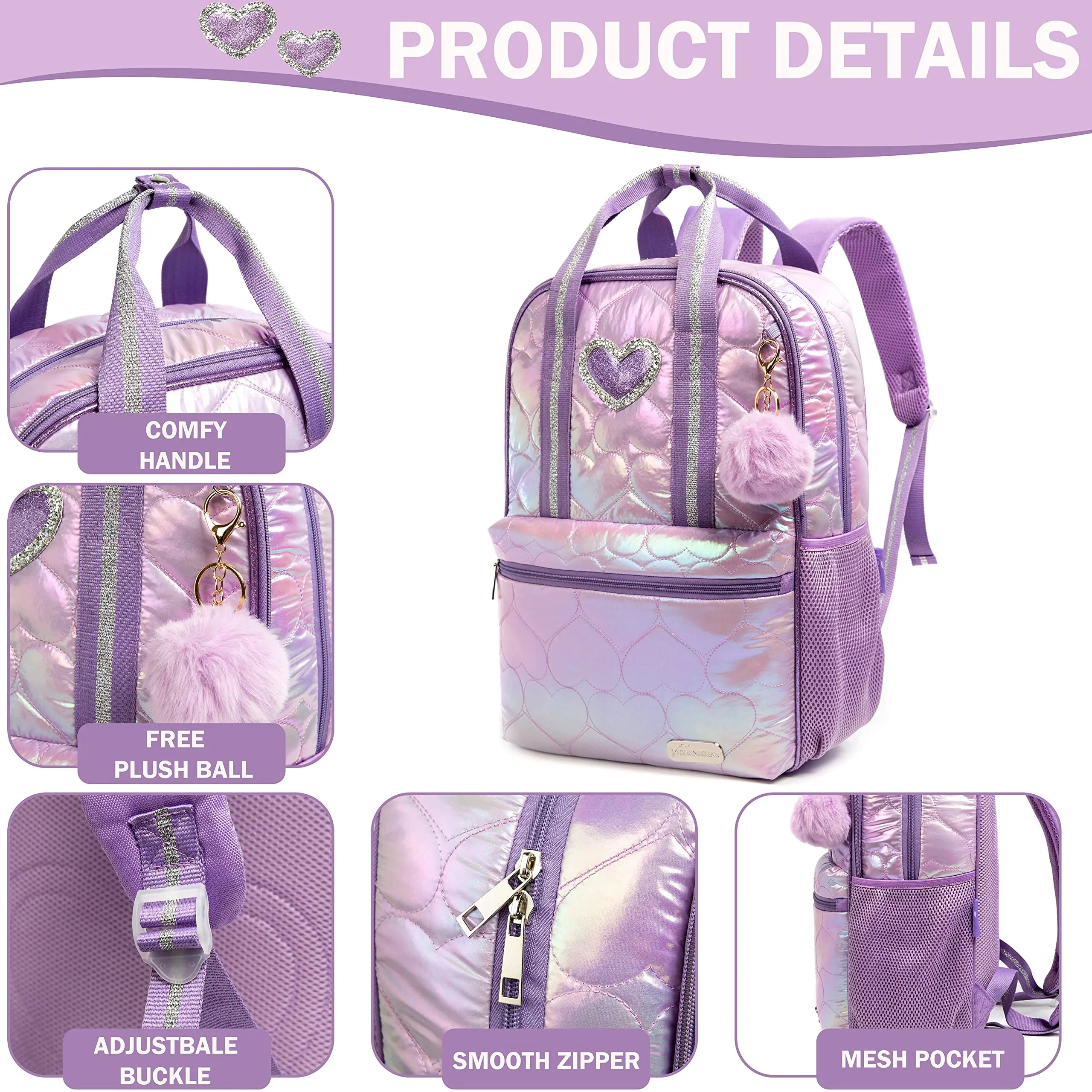 Girls Love Backpack sets 3pcs for Teens Teenage Backpacks With Lunch Box Suitable for Elementary And Junior High School Children