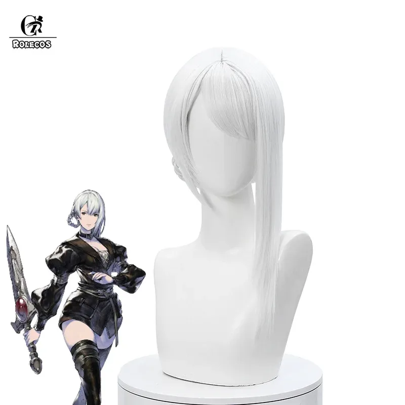 

ROLECOS Game NieR Kaine Косплей Парик NieR Reincarnation Kaine Косплей Парик Женские Головные Уборы 30 см Белые Синтетические Волосы Термостойкие