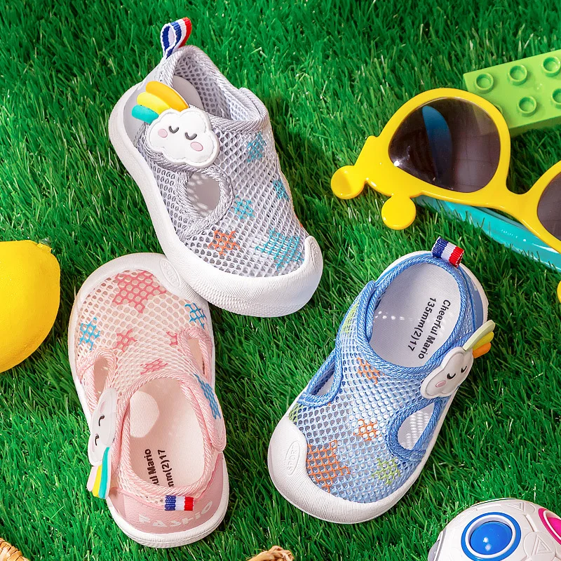 2026 Cartoon Mesh Non-Slip Baby Breathable Shoes for Spring Summer High Elastic Comfy Shoes Kids Shoes For Learning Walking