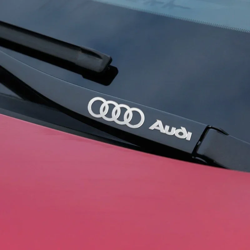 Car Metal Emblem Wiper Stickers Reflective Decor Decals For Audi A4 B5 B6 A3 A5 A6 C6 C5 A1 A7 A8 Q2 Q3 Accessories Car Styling