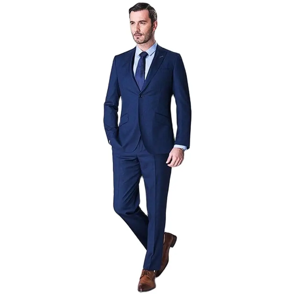 

New Men’s Suit Smolking Noivo Terno Slim Fit Easculino Evening Suits For Men Party Blue 2 Piece Tops+Pants