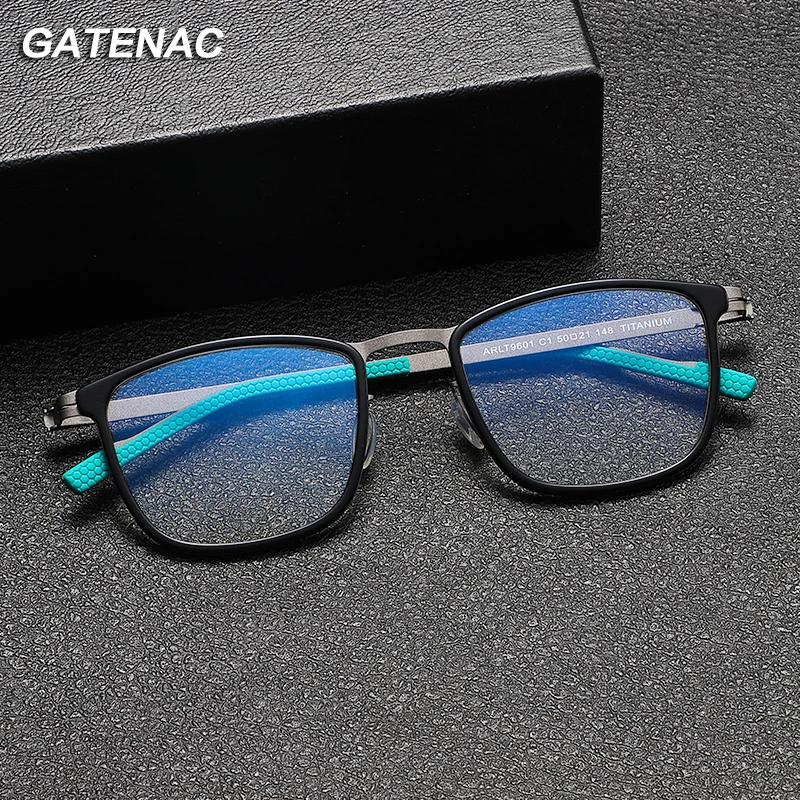 Gatenac Ultra Light Alloy Eyeglasses Frame Men Square Handmade Glasses Frame Women Screwless Luxury Brand Designer Eyewear