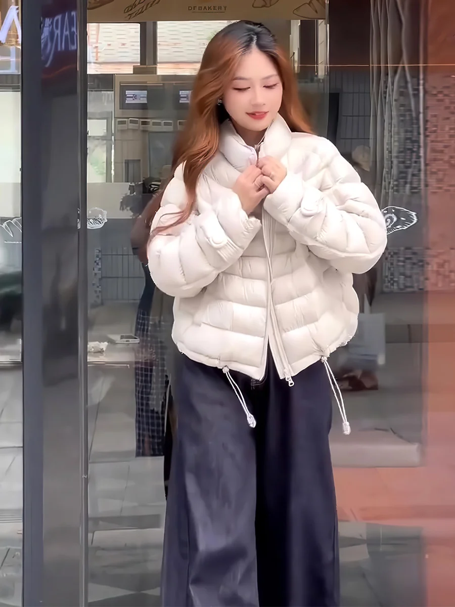 

Women's ort Lightweight Warm Slimming Stand Collar down Jaet 90 White Du Ne ey ort Rib Bone Design Winter Coat