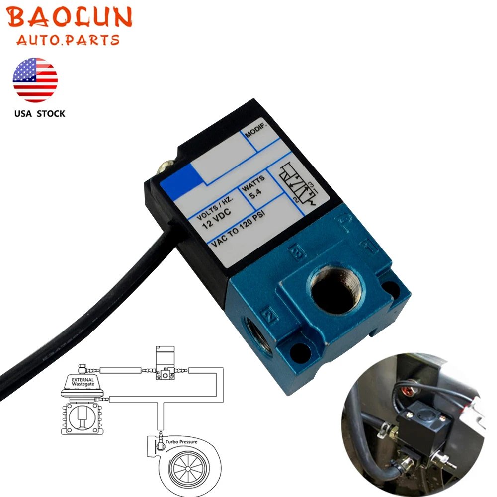 BAOLUN   Electronic Boost Control EBC MAC Solenoid Valve Turbo 3 Port 5.4W Car ECU Application 35A-ACA-DDBA-1BA Universal 12V