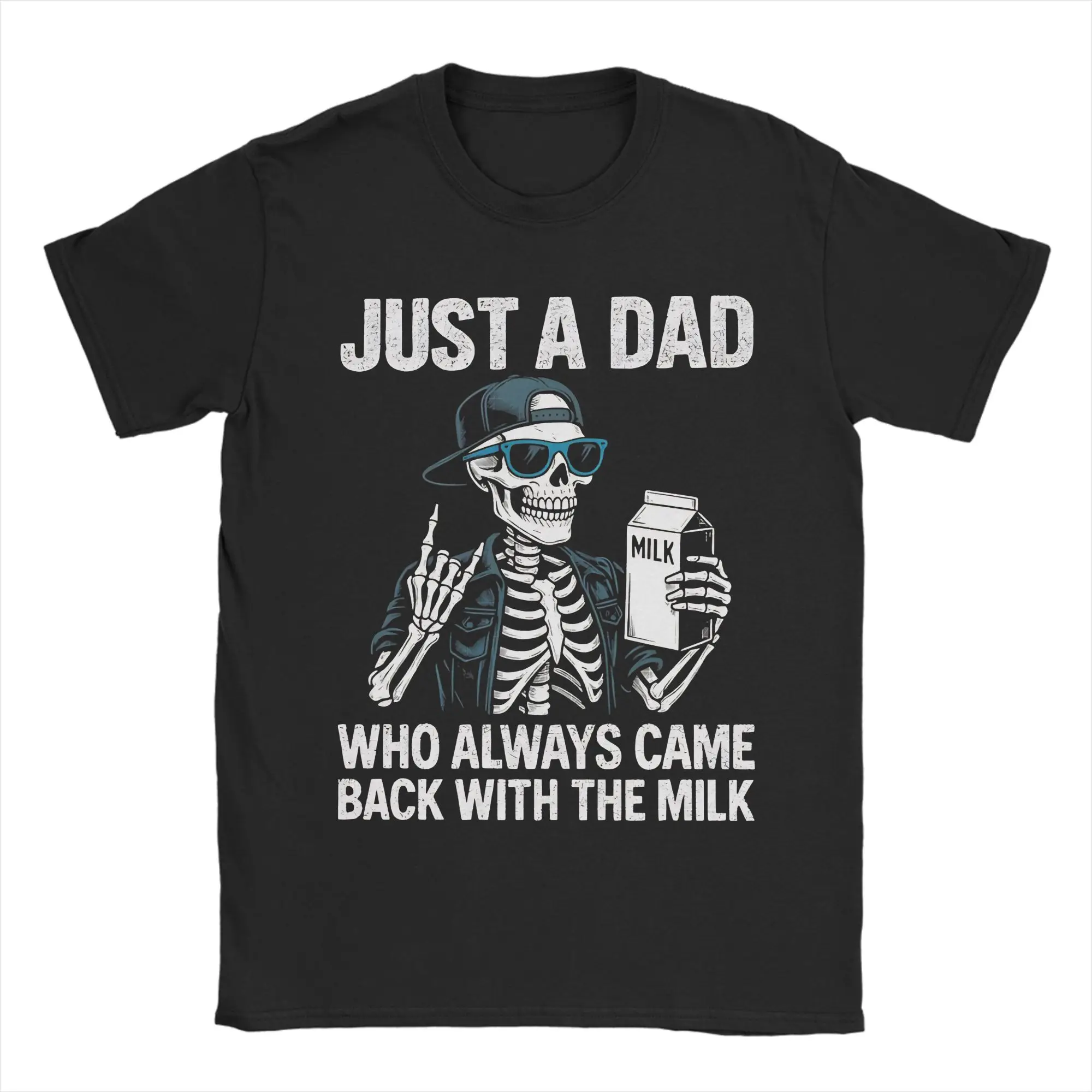 Camiseta extragrande de playa con la frase «Just a Dad Who Always Came Back with The Milk», camisetas para el día del padre para hombre, ropa de manga corta