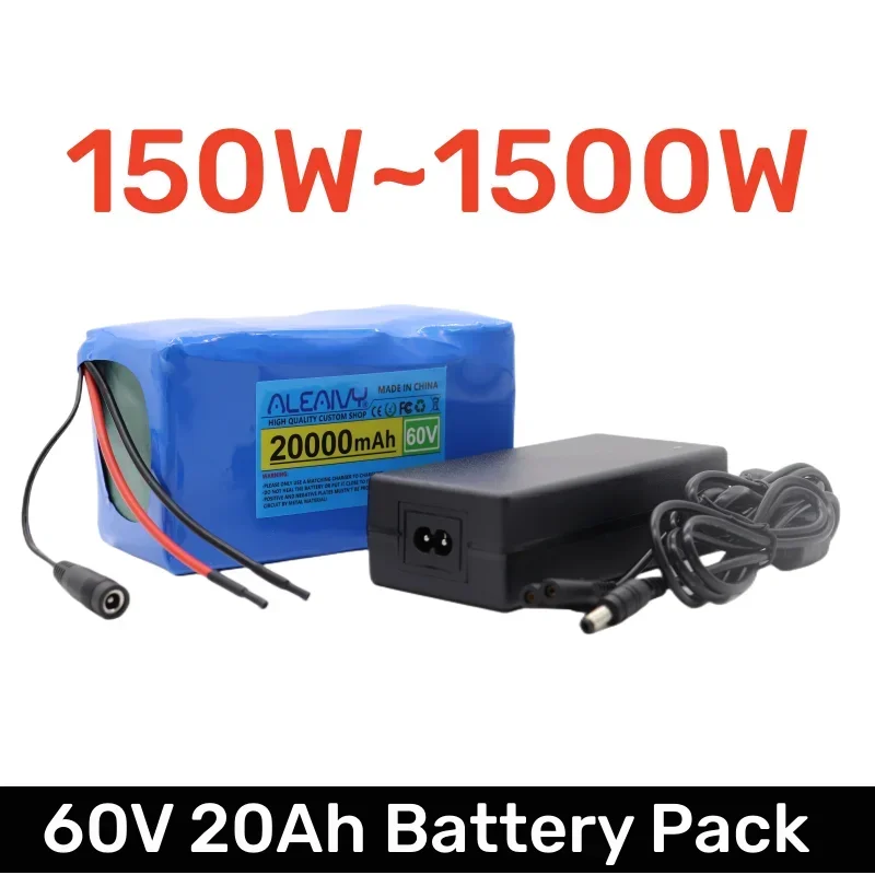 60V 16S2P 20Ah 18650 Li-ion Battery Pack 67.2V Lithium Ion 20000mAh Ebike Electric Bicycle Scooter with 30A BMS 750W 1000Watt