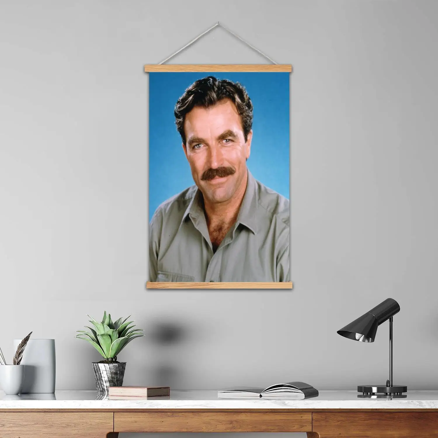 توم سيليك الممثل مؤطرة جدار اللوحة قماش ملصق فني وفن الحائط، الأسرة الحديثة، ديكور غرفة النوم، اللوحة الزخرفية