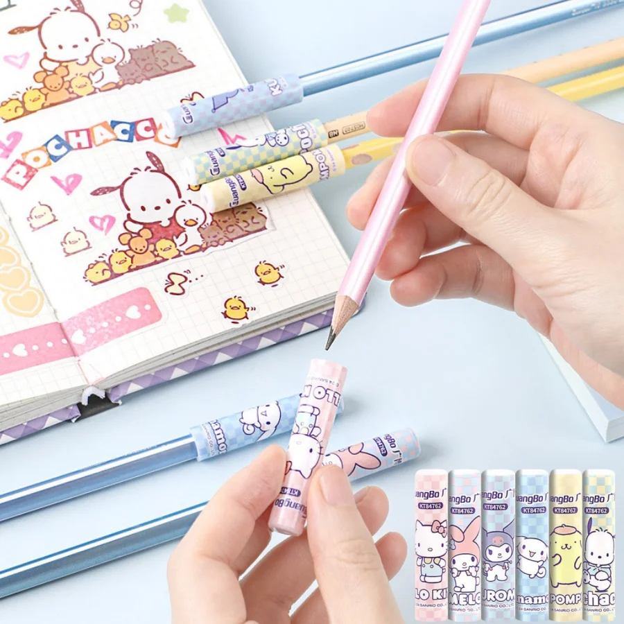 6pcs/set Hello Kitty Cinnamoroll Kuromi Melody Cartoon Stationery Supplies Back To  School  Stationery Writing cap of a pen