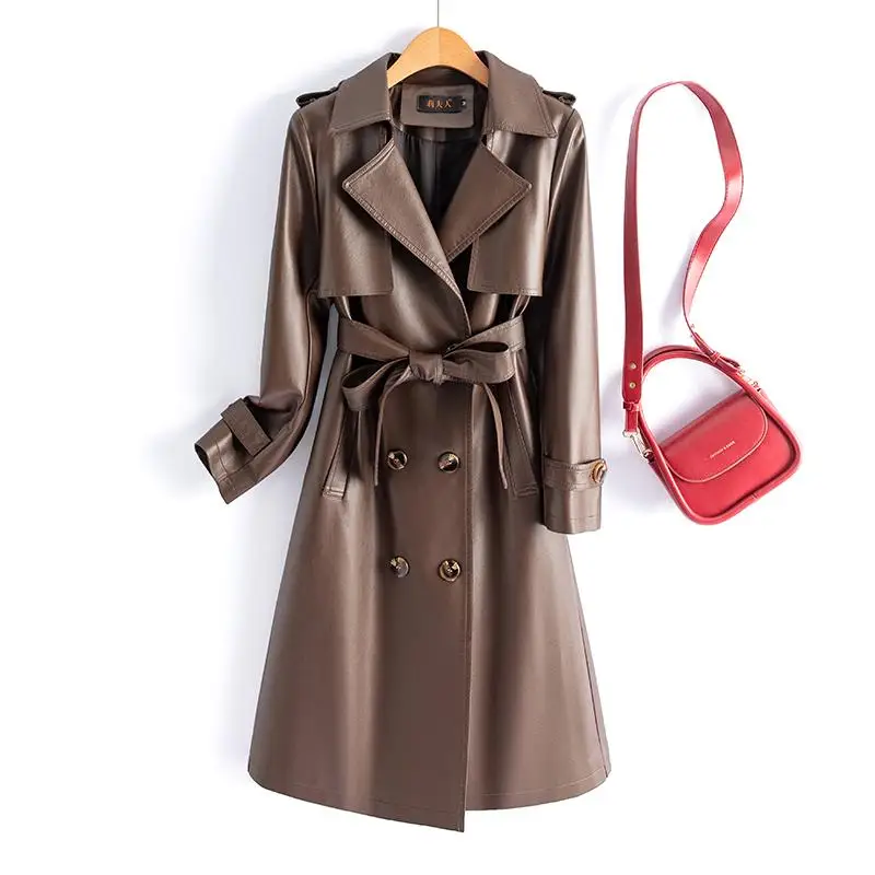 Giacca in Pelle da Donna Primavera-Autunno, Lunghezza Media, Slim Fit, Taglie Grandi, Stile Elegante, Nuova Stagione, Alla Moda per il Lavoro