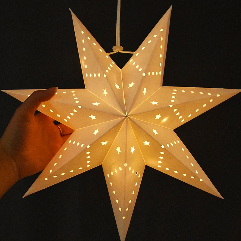 58/43/30cm Hollow Out Star Hanging Pendant Window Grille Home Bedroom Night Light Paper Lampshade Garden Wedding Christmas Decor