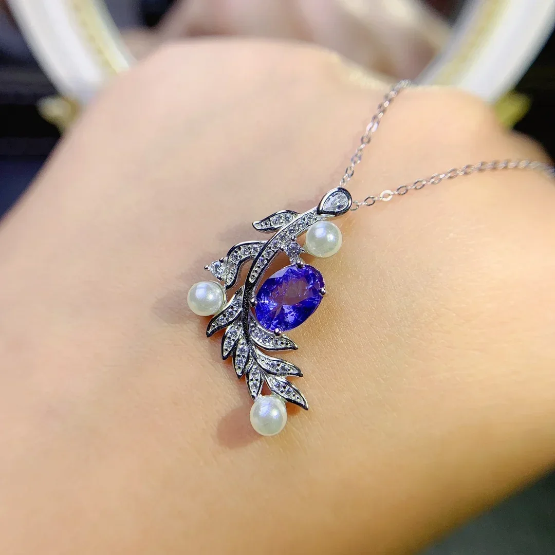 

Natural Tanzanite Treasure Necklace 925 Silver Women’s Gem Crystal All Clean 925 Silver Free Shipping Jewelry