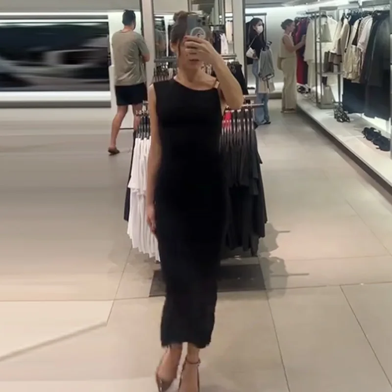 HXAO Womens Ruffled Bodycon Dresses 그린 블랙 드레스 여름 여성 섹시한 민소매 롱 드레스 비대칭 코르셋 Vestidos 066