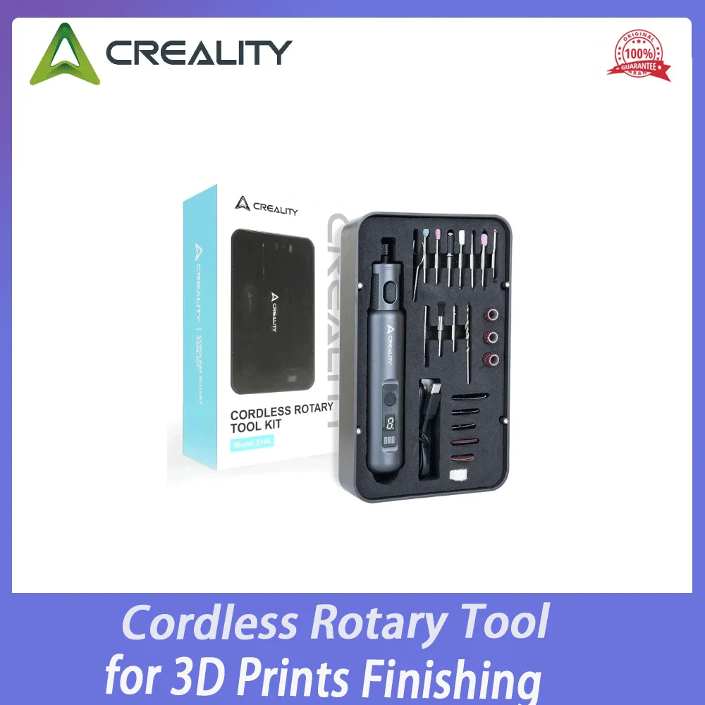 

Creality Cordless Rotary Tool for 3D Prints Finishing 24-in-1 USB Charging 6-Speed Power Rotary Tool Kit for 3D Print Crafts