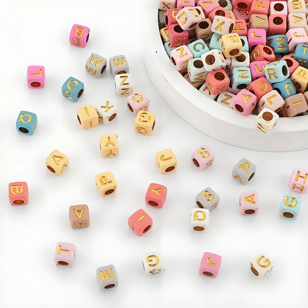 200 قطعة من خرز الحروف الأبجدية الأكريليك متعدد الألوان لصنع المجوهرات بنفسك ملحقات سلسلة المفاتيح والقلادة #4