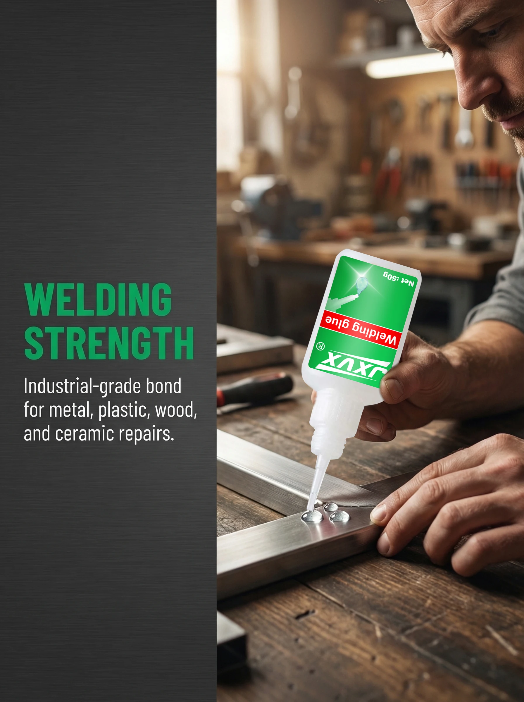 Jxvx 8Pcs 20G/50G Super Welding Glue, High Strength Universal Adhesive Glue for Plastic, Wood, Ceramics, Metal Welding Agent, Transparency Repair Tool