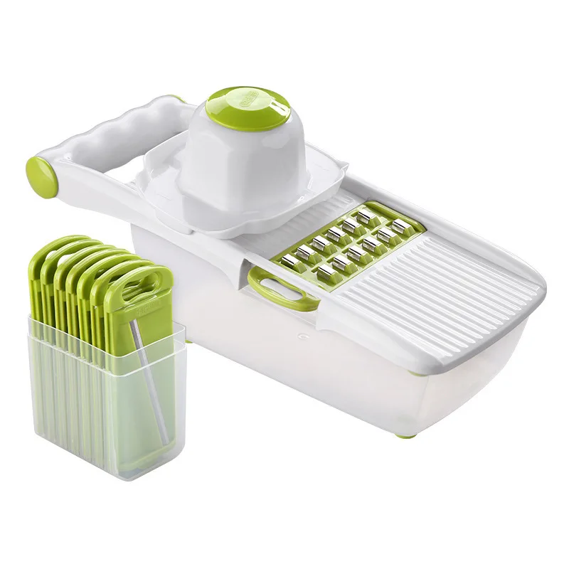 Kitchen Manual Vegetable Cutter Slicer 8 One Stainless Steel Interchangeable Blades Peeler Carrot Grater Dicer Mandoline Potato