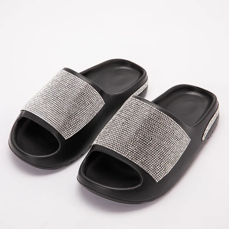 Chinelos de plataforma grossa de strass de luxo unisex, sandálias peep-toe, casal casual EVA Beach Slides, sapatos masculinos, 36-45