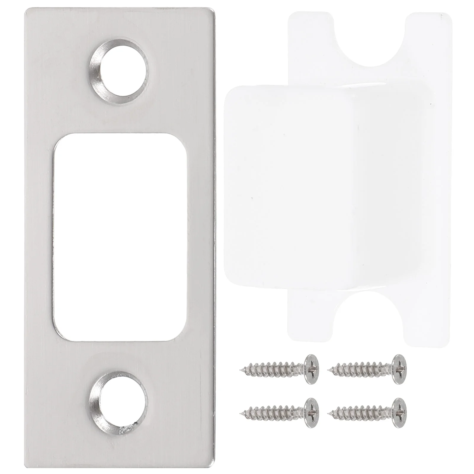 

4 Sets Door Lock Accessories Kit Stainless Steel Strike Plates Deadbolt Cover Reinforcement Hole Filler Screw Included