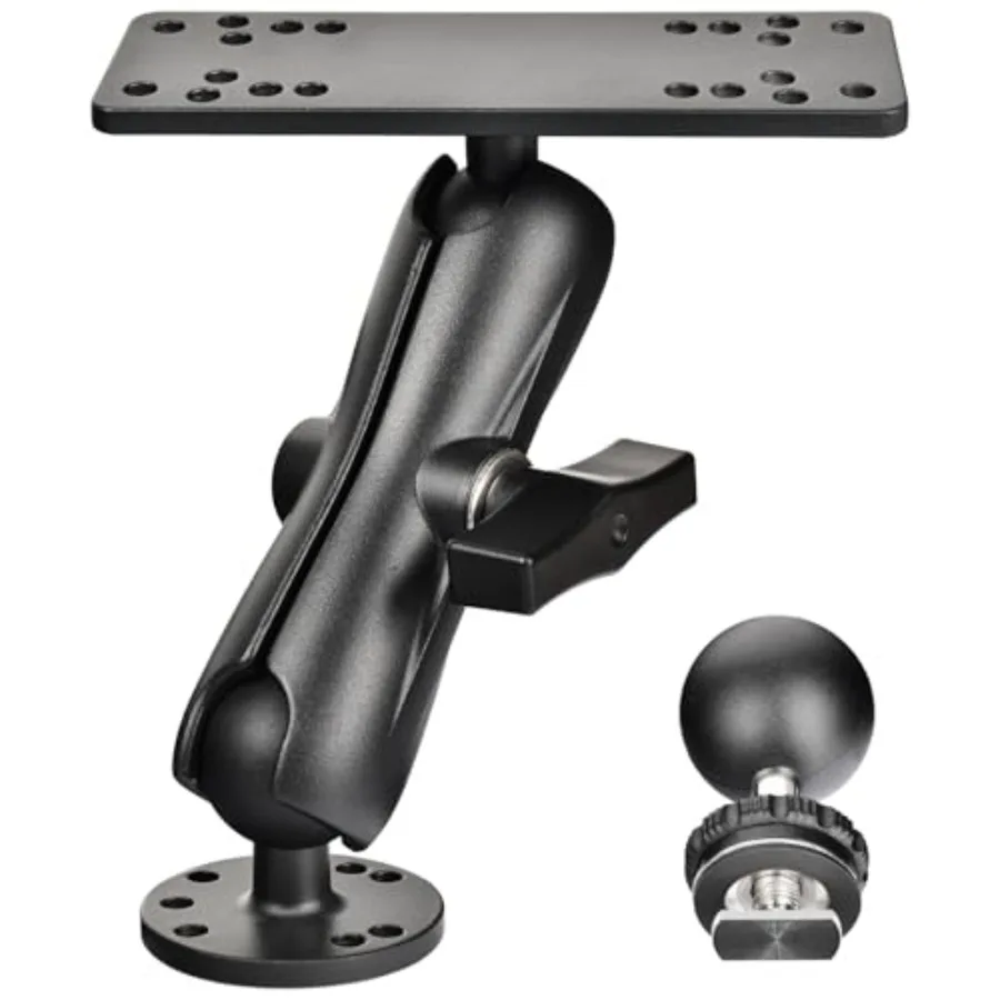 

Aluminum Fish Finder Mount Marine Electronic Mount for Boat C Size 1.5" Ball with T-Bolt Track Base Compatible with Garmin Lowr