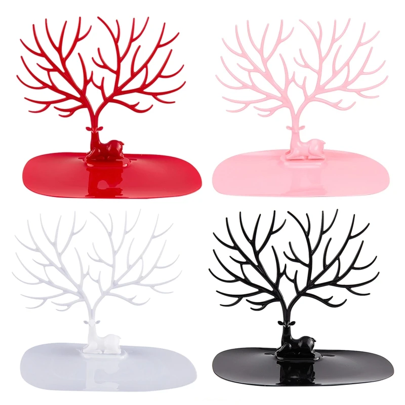 Black White Pink Red Deer Earrings Necklace Ring Pendant Bracelet Jewelry Cases Display Stand Tray Tree Storage Dropship