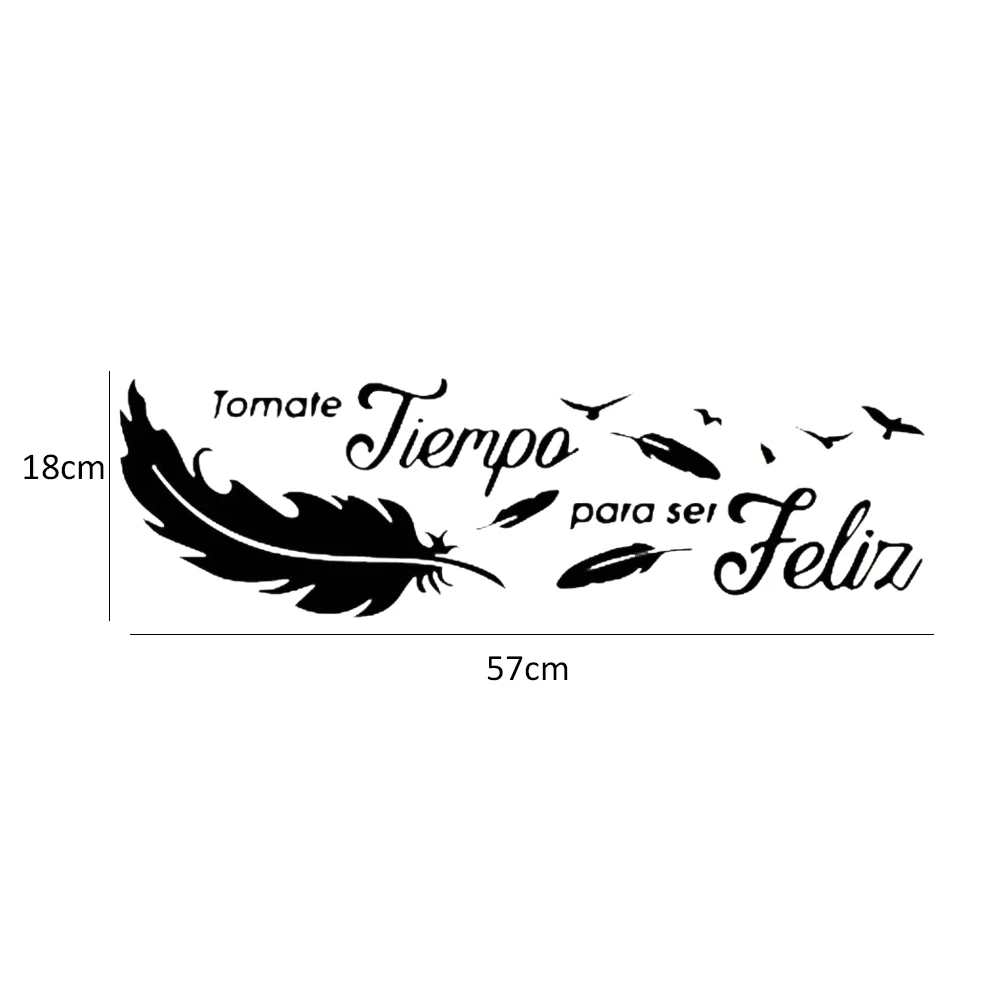 Feather Wall Stickers Spanish Phrases Vinyl Wall Art Decoration Kids Children Room Wall Decals Waterproof Removable Wallpaper