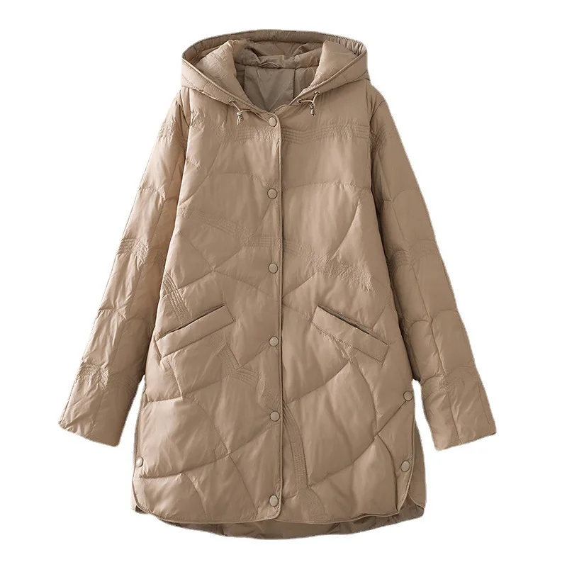 Abrigo ultraligero con capucha para mujer, chaqueta de plumón de pato blanco, 3xl talla grande, novedad de 2023, 90%
