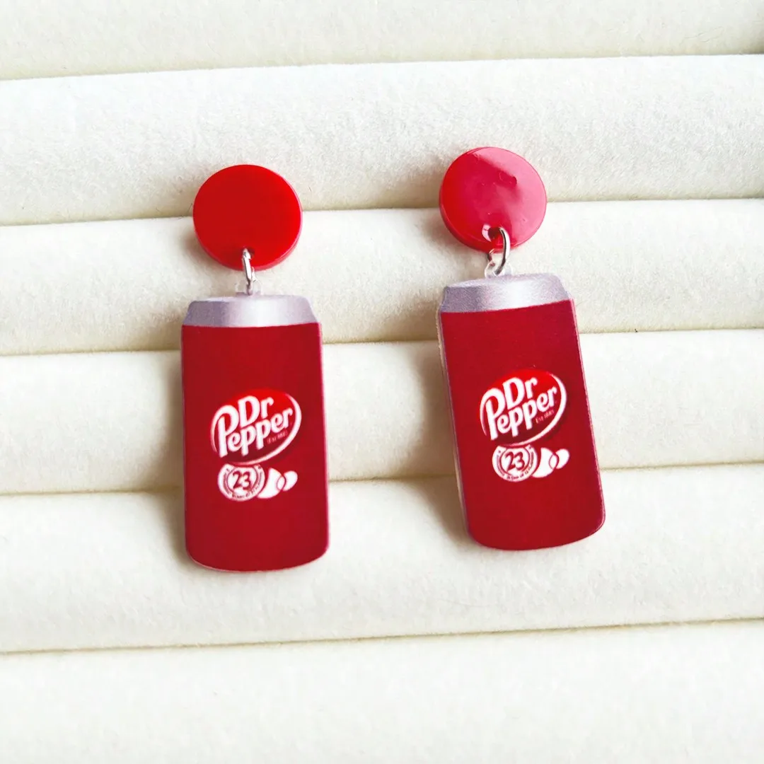 

Серьги-подвески из акрила в форме банки Dr Pepper для женщин, забавные украшения в виде газировки, подарок