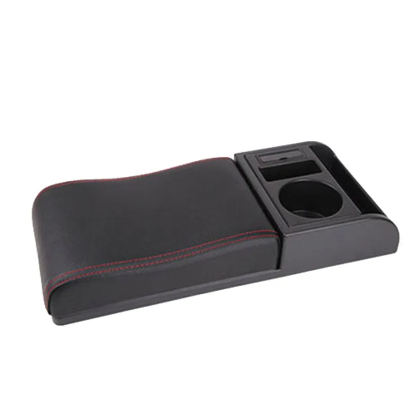 

Car Armrest with Cup Holder Universal Pu Leather Storage Box Soft Elbow Suppoty Cushion Movable Armrest Pad Red