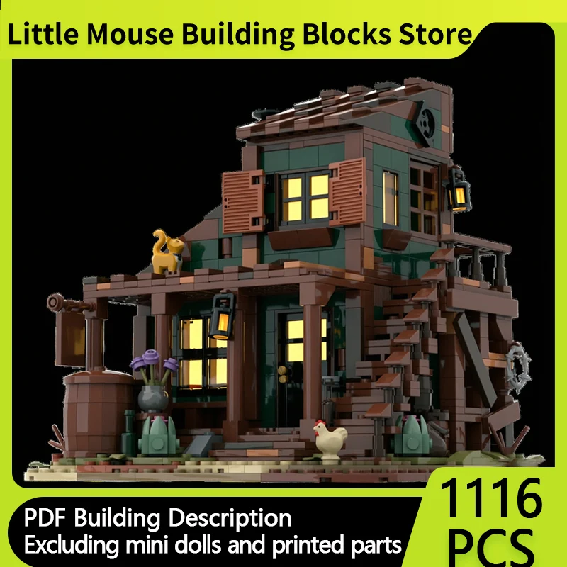 

Medieval Castle Model MOC Building Bricks Retro Old West House Modular Technology Gifts Holiday Assemble Children Toys Suit