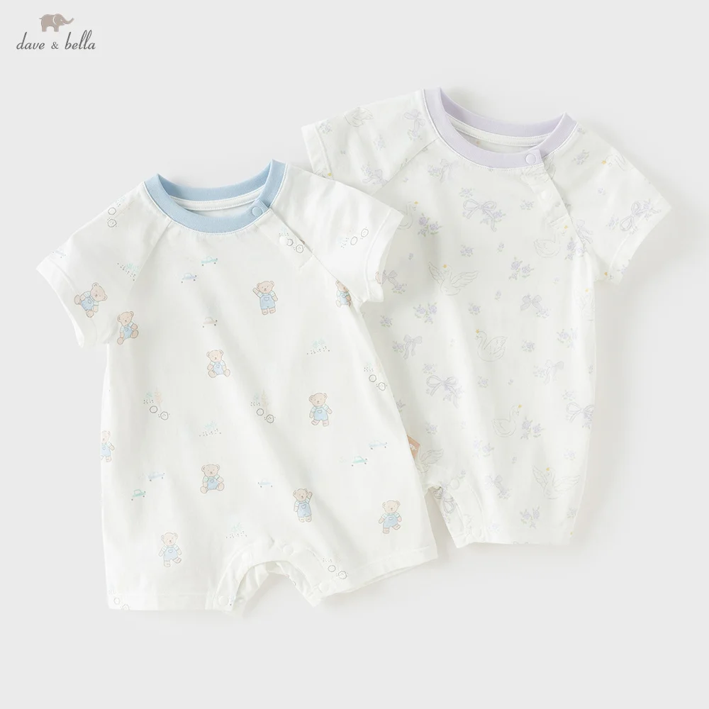 

Детский летний комбинезон Dave Bella для новорожденных, одежда для девочек, ромпер с мультяшным принтом, короткий рукав, хлопковый комбинезон для мальчиков DB2261485