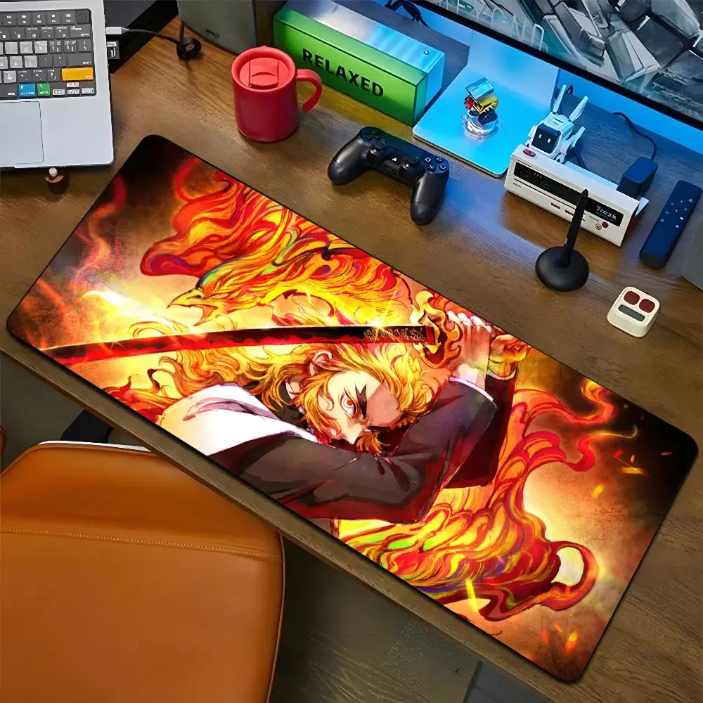 Rengoku Kyoujurou Mouse Pad Cartoon Lockedge Large Gaming Pad Computer Gamer Keyboard Mat Desk Mousepad PC Desk Pad