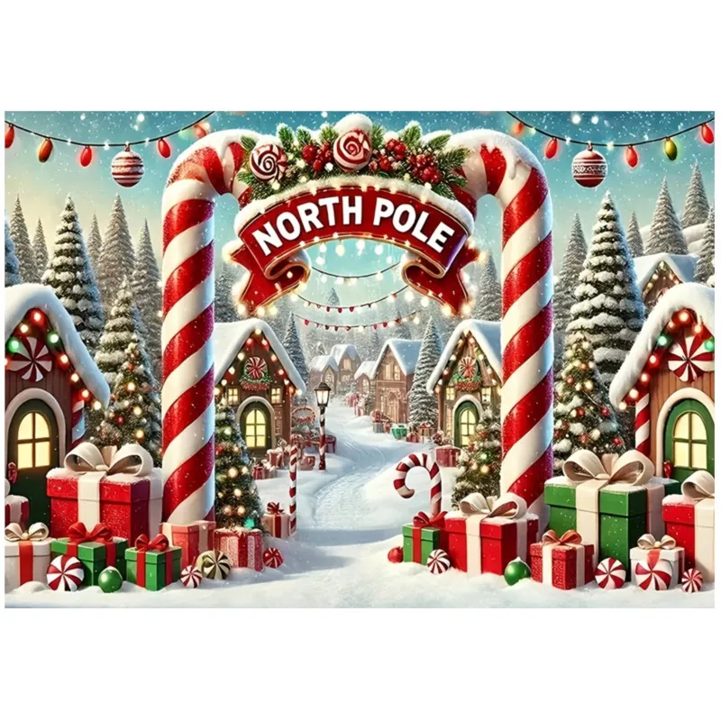 Christmas North Pole Backdrops Xmas Holidays Party Decorations Photography Background Banner Photo Booth Props Party Supplies