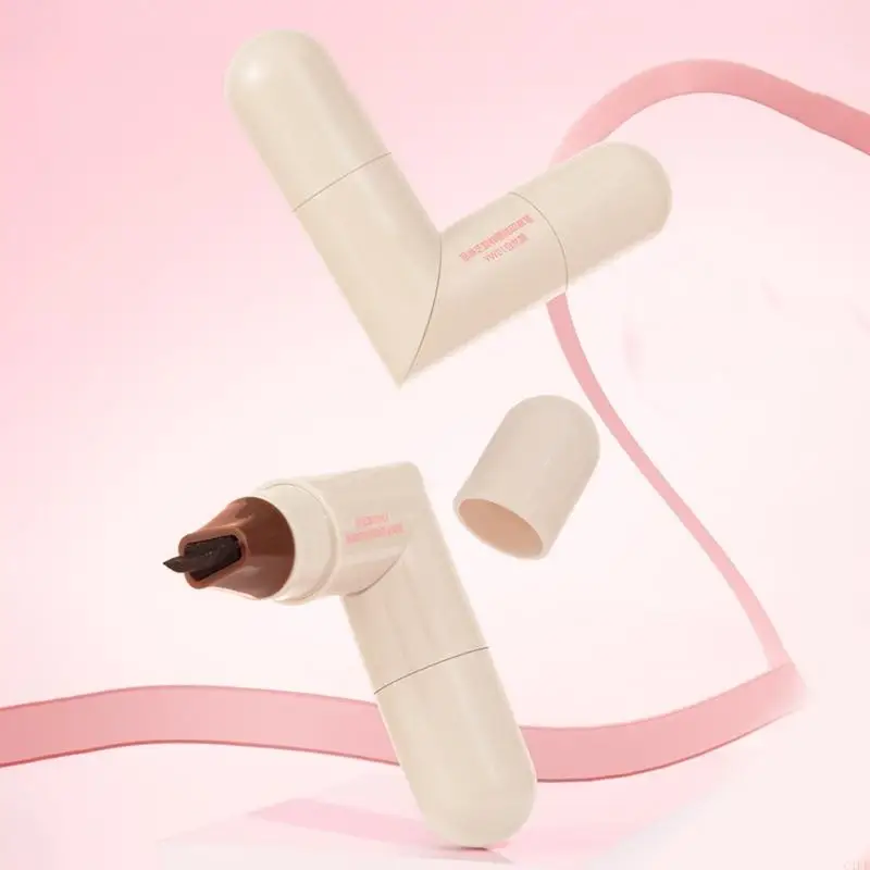 قلم تحديد عيون مزدوج الأطراف طويل الأمد C1FF مقاوم للماء ومقاوم للتلطخ للارتداء اليومي