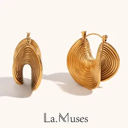 La.Muses Stylish Unique Stainless Steel Geometric Waterproof Earrings Creative Metal Gold Color Temperament Jewelry Women Gift