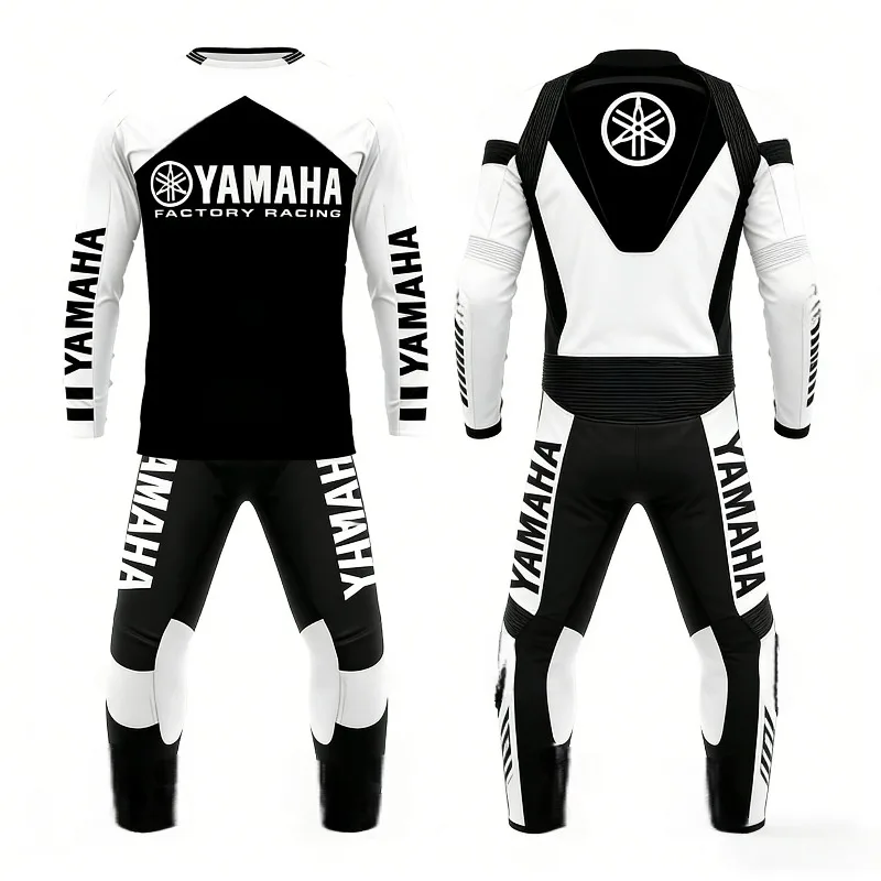 

Летний комплект с длинными рукавами и брюками с принтом Yamaha в черно-белом цвете, модный и повседневный комплект для мужчин и женщин, с защитой от солнца, для езды на велосипеде и мотоцикле.